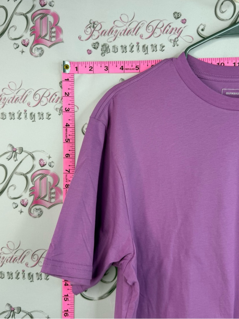 Quiksilver T-shirt purple black logo Short Sleeve Logo Tee - Lavender NEW - Picture 4 of 11